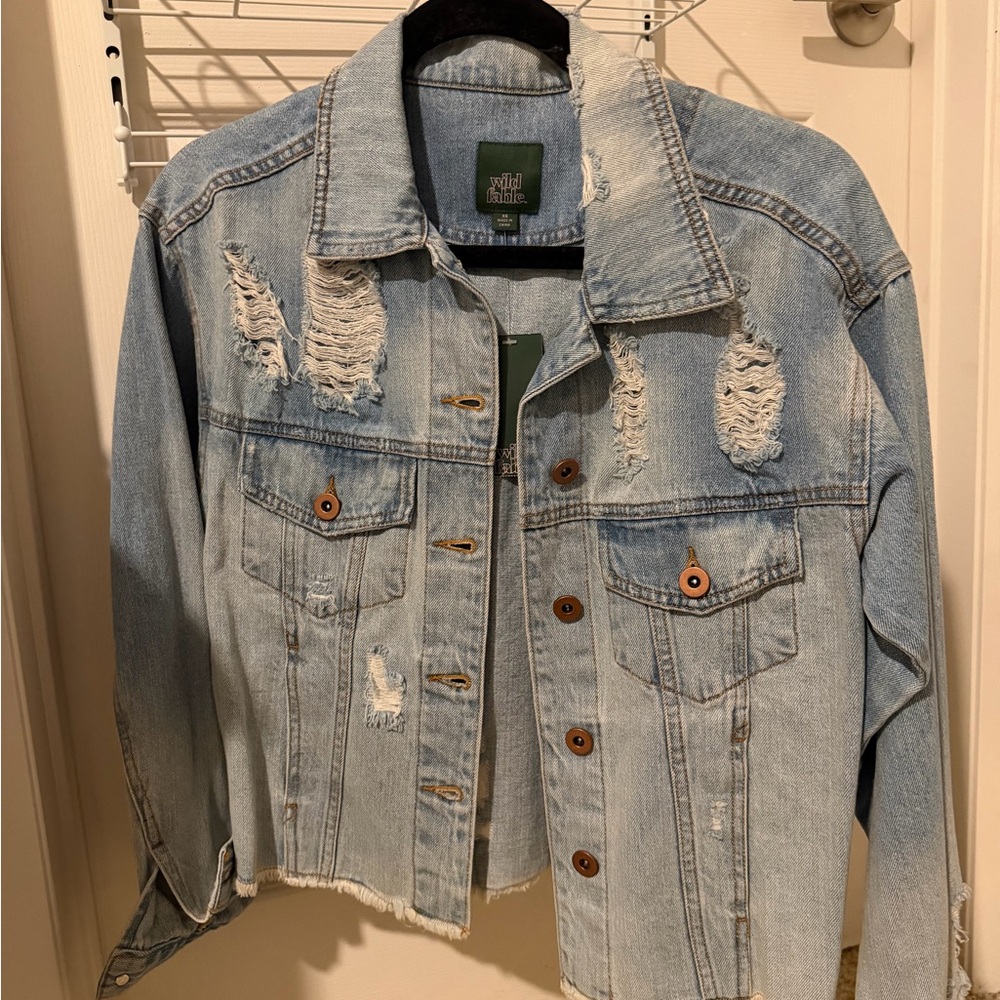 Wild Fable Super Soft Light Blue Distressed Jean Jacket